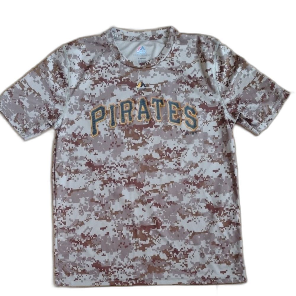 Majestic Digital Camo Short Sleeve Shirt Pittsburgh Pirates Size XL US 18